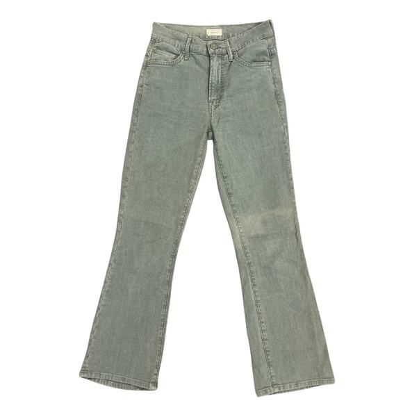 Mother The Insider Crop Bootcut Jeans in Military Green Size 24 Denim Zip Fly - Picture 1 of 4